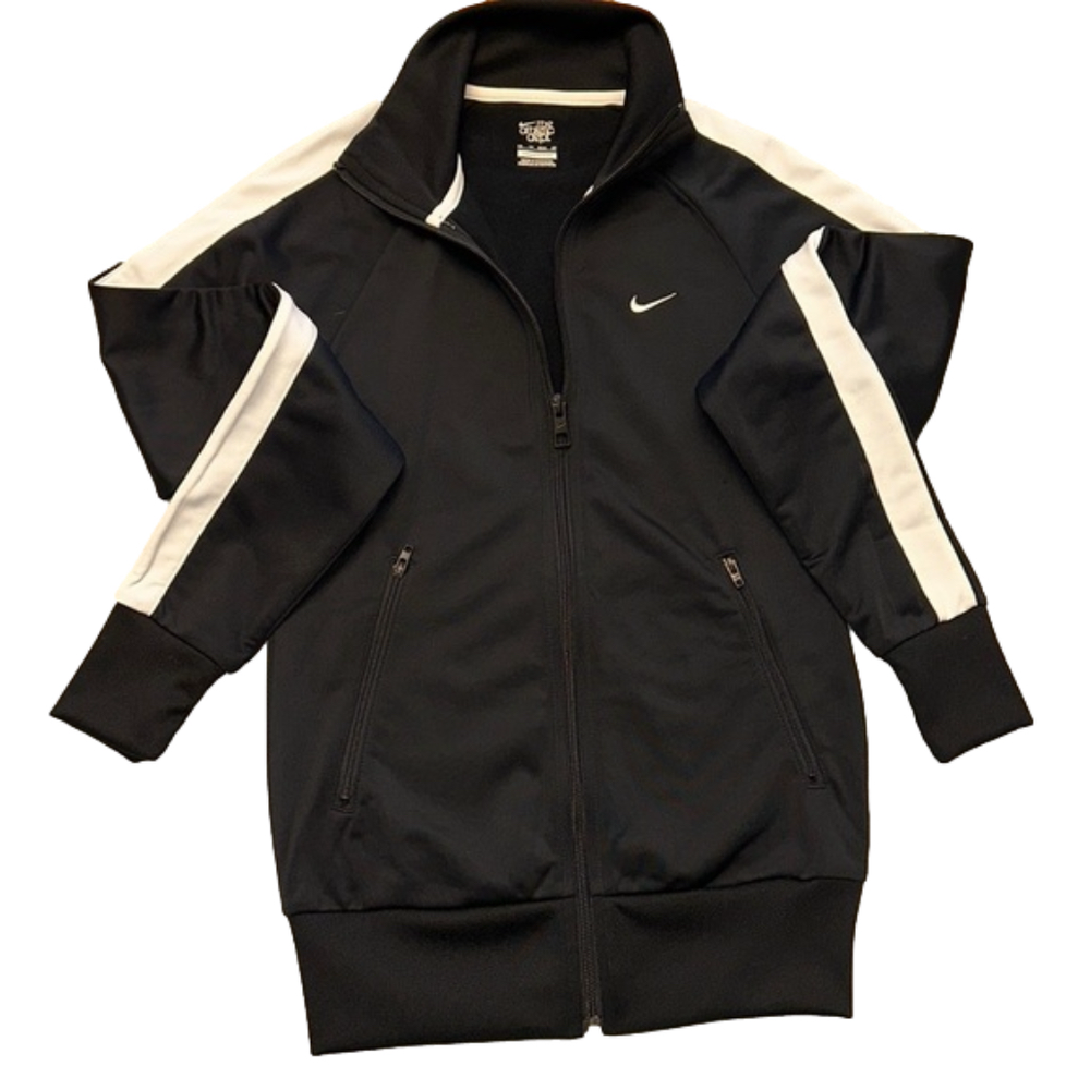 🔥 NIKE Black & White Zip-up Sport Track Jacket Youth